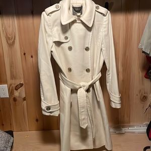 Wool, Cashmere, White Trench-coat Winter Fall Jcrew Size 2, fits like a size 4